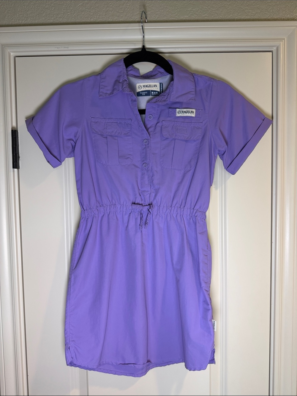 Magellan Outdoors Girls' Lavender Short Sleeve Drawstring Waist Dress